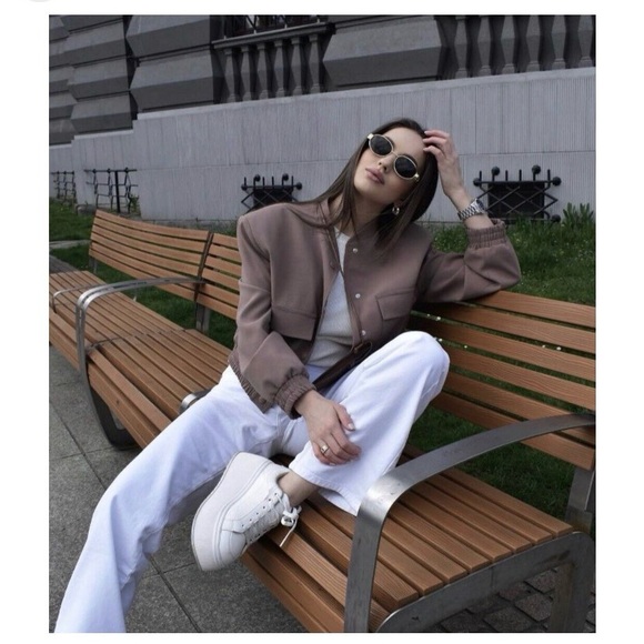 ZARA Cropped Maxi Bomber Jacket - Picture 8 of 12